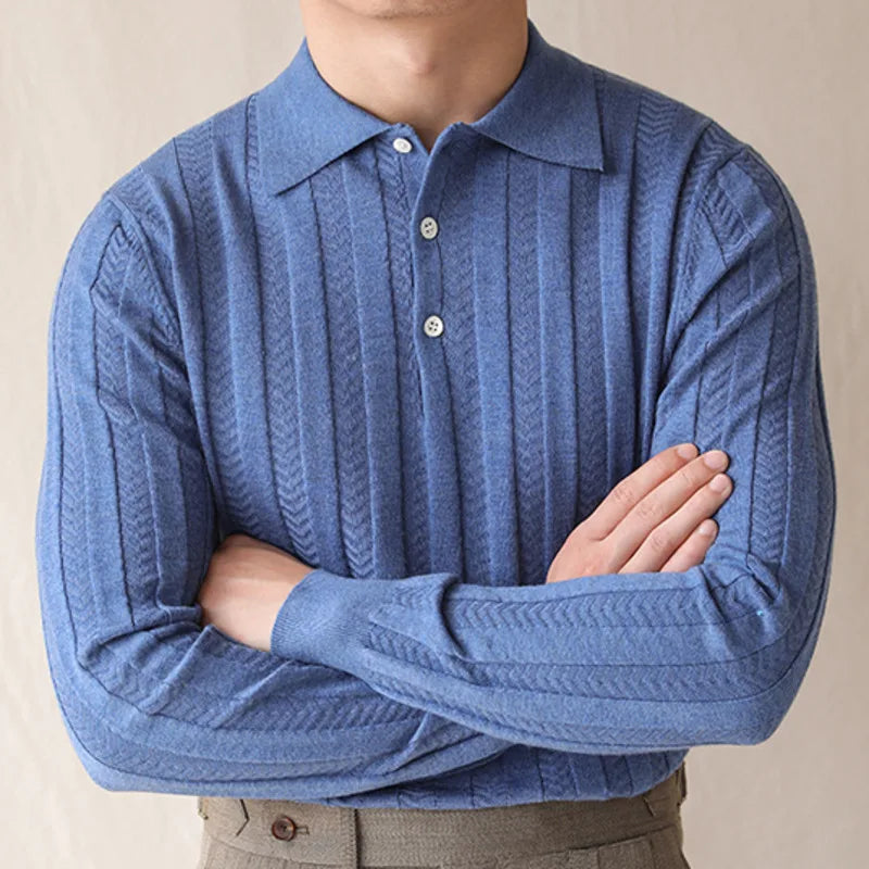 KOREAN premium sweater, blue, casual elegant style, men's fashion, all-season wear.