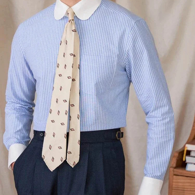 Antonios striped cotton business shirt for men, high-quality and breathable.