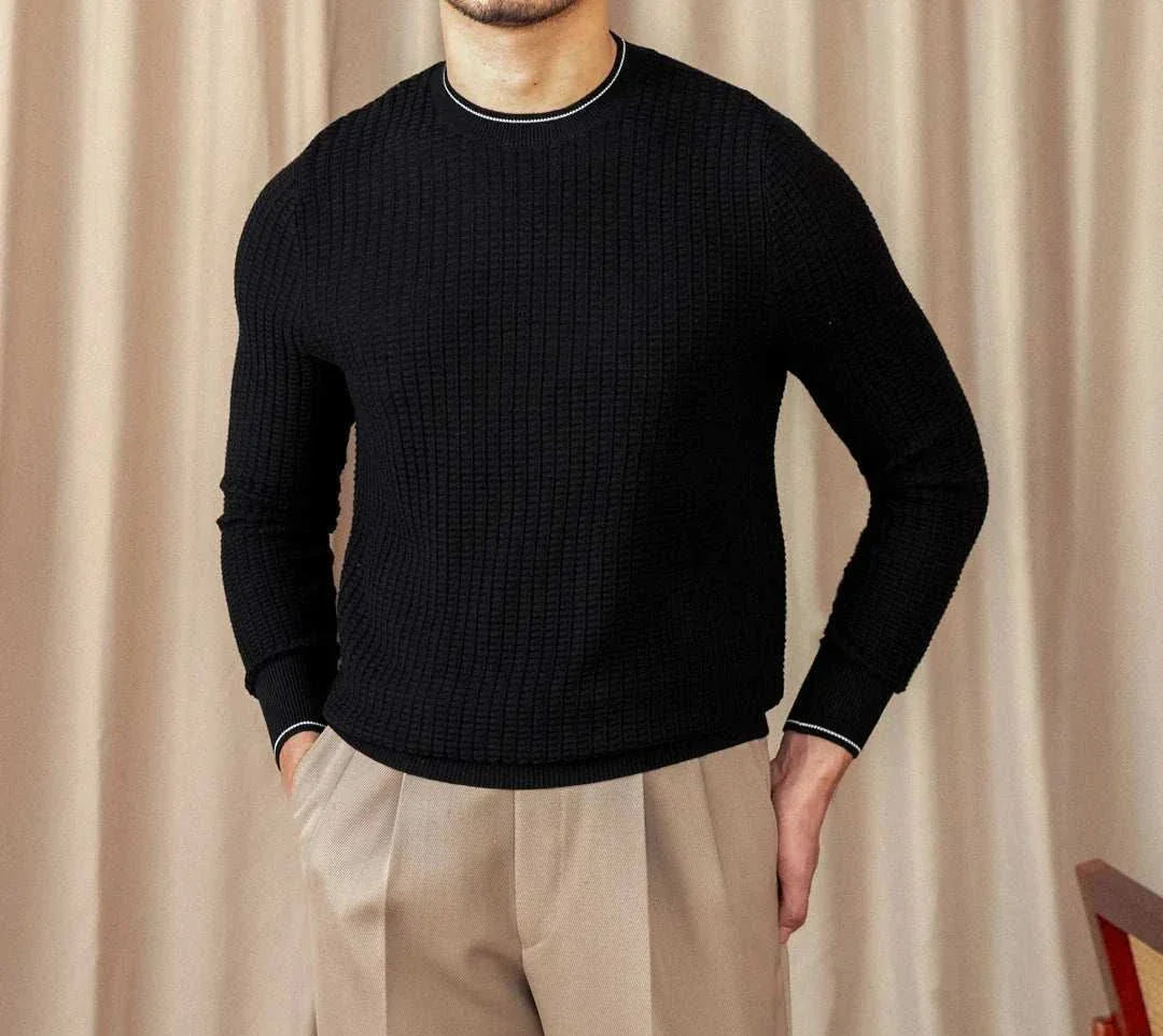 Winter wool sweater for men in black, premium quality material, cozy and stylish.