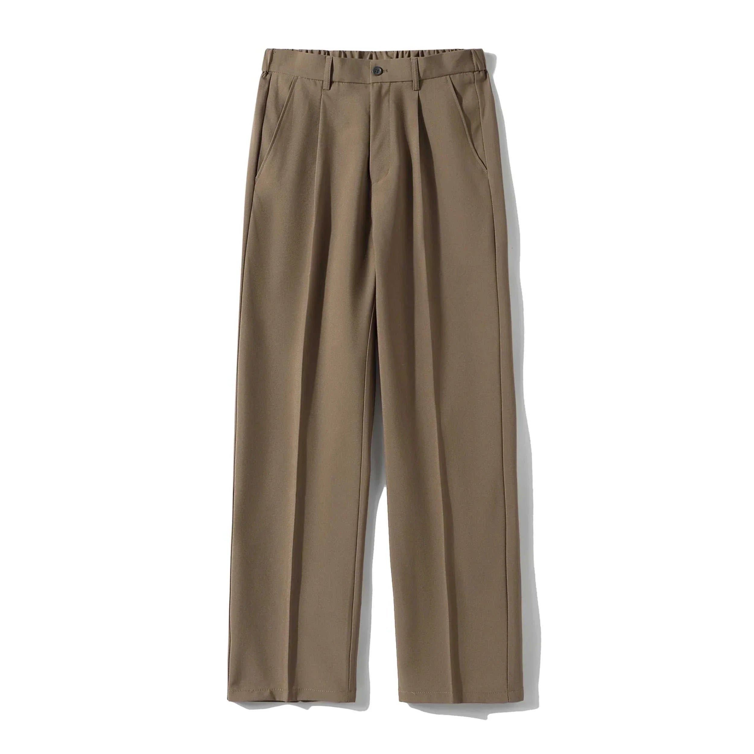 Stylish Korean chino pants in polyester for casual and smart occasions.