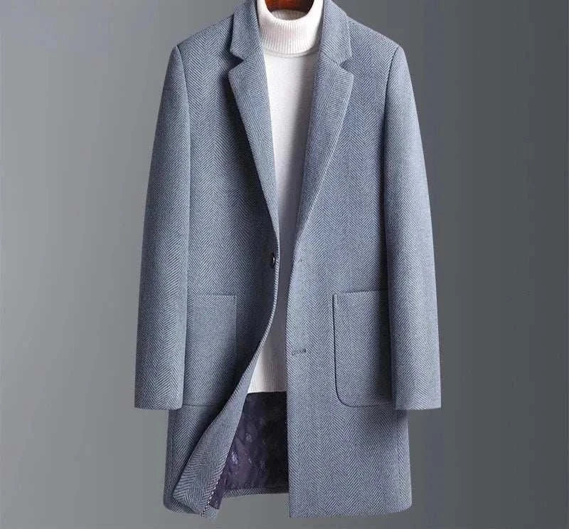 Business casual Korean coat in high-quality polyester, ideal for autumn and winter.