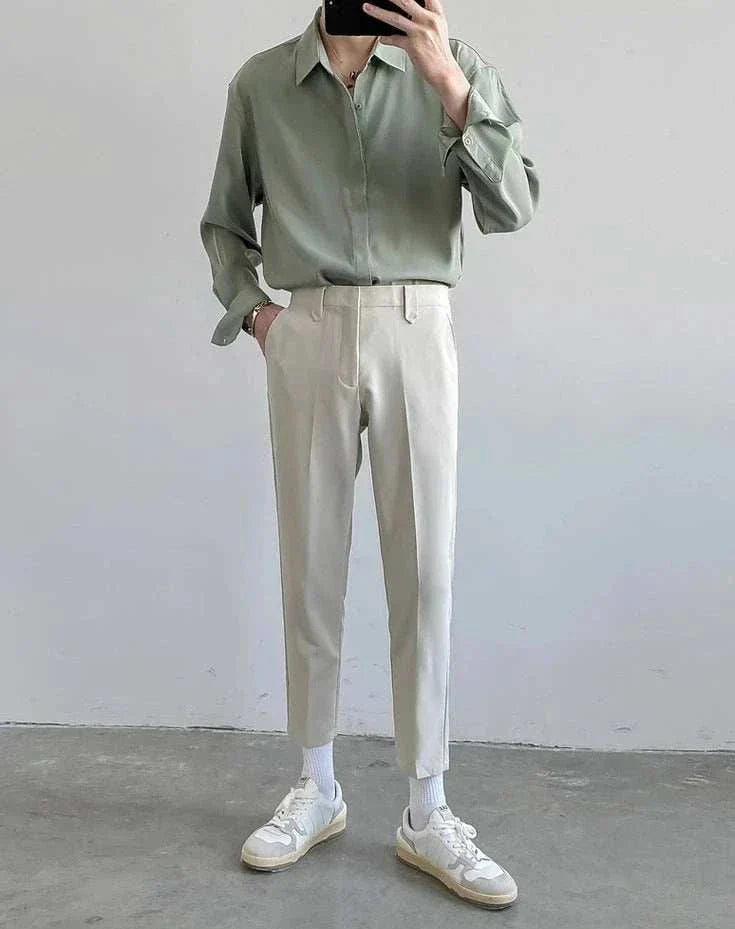 Italian old money summer shirt in solid color, perfect for spring or summer.