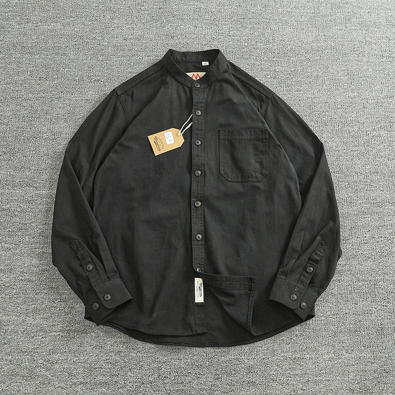 Gentleman stand collar cotton pullover