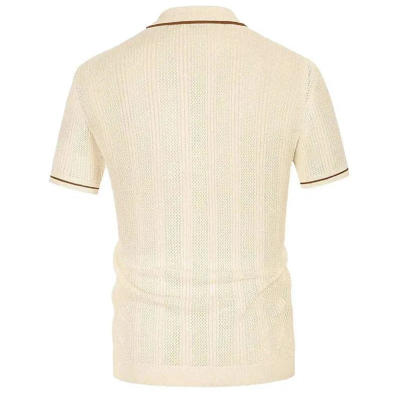 Ice silk summer short sleeve shirt in solid beige, breathable and moisture-wicking fabric.