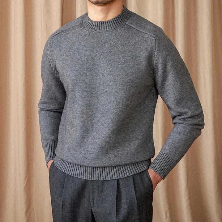 Japanese casual winter sweater for men, cotton and wool blend, cozy and stylish.