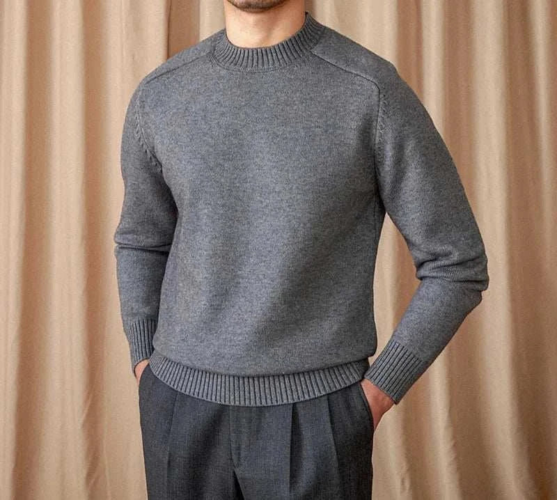 Japanese casual winter sweater for men, cotton and wool blend, cozy and stylish.