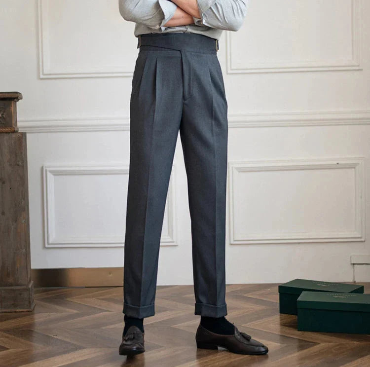 Parisian waist straight trousers for men, stylish and comfortable in solid polyester.