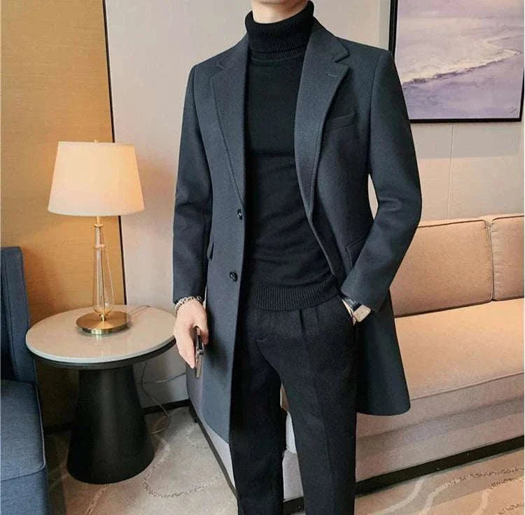 Elegant slim fit suit coat for men, perfect for autumn and winter.