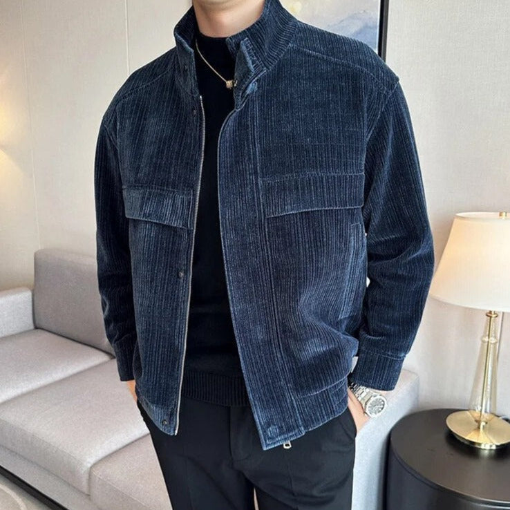 Corduroy winter jacket for men, casual elegant style, all-season wear.