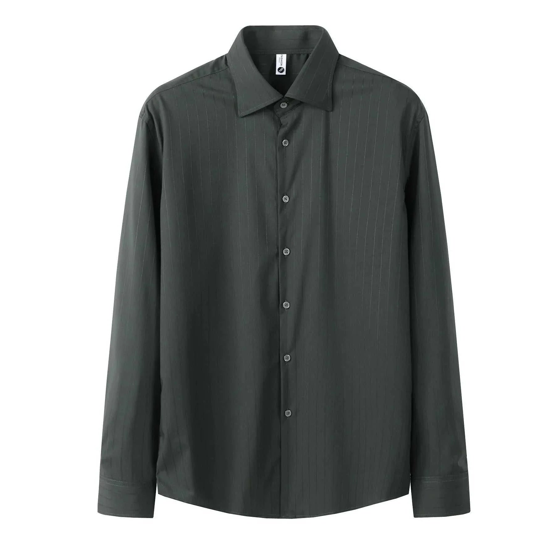 Italian design summer casual shirt in solid dark color, elegant and breathable for men.