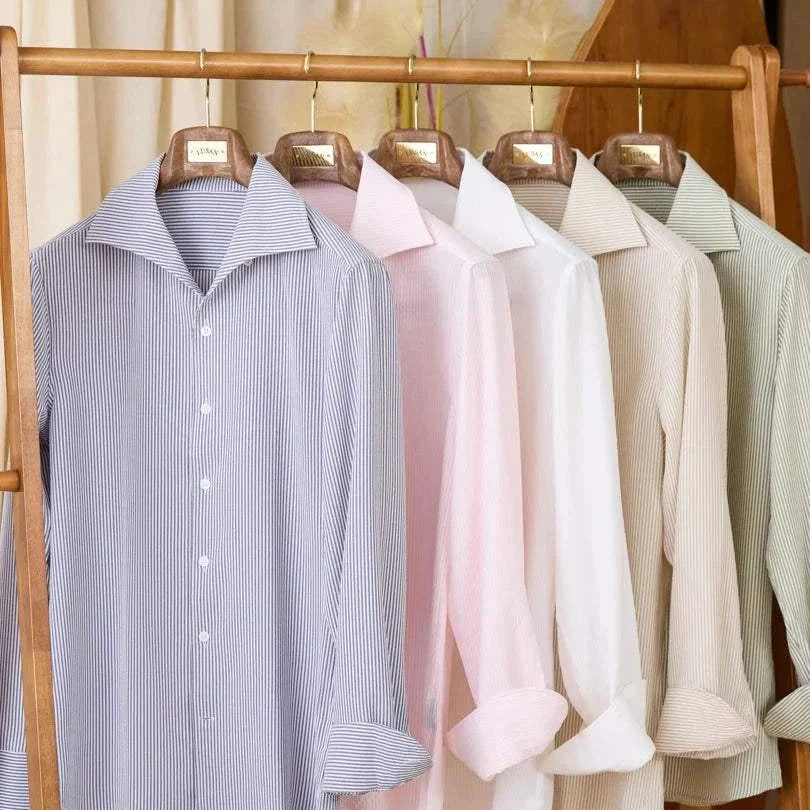 Vintage Italian long sleeve shirts on hangers.