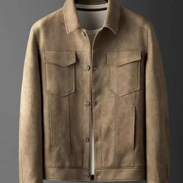 British business leather jacket made from high-quality suede for stylish entrepreneurs.