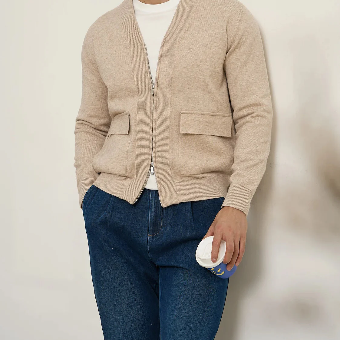 British pullover old money cardigan, men's wool blend, stylish and cozy.