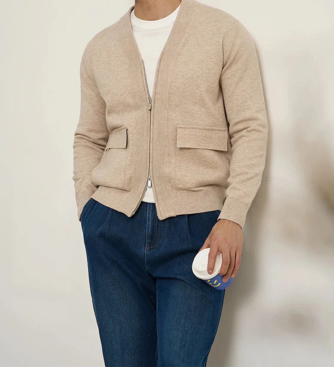 British pullover old money cardigan, men's wool blend, stylish and cozy.