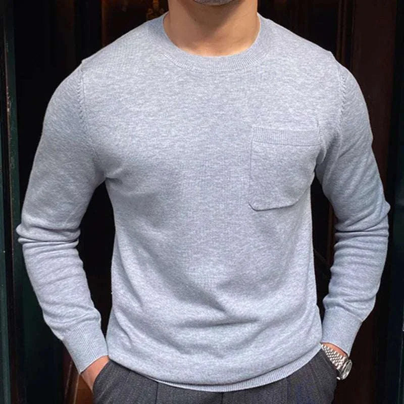Men's grey premium office sweater from Antonios, perfect for business settings.