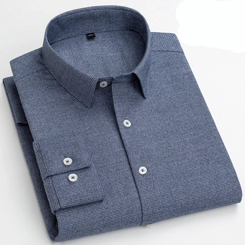 Luxury 100% cotton casual long -sleeve shirt