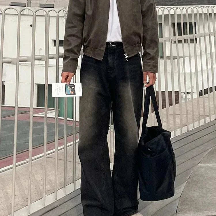 Autumn vintage PU leather jacket for men.