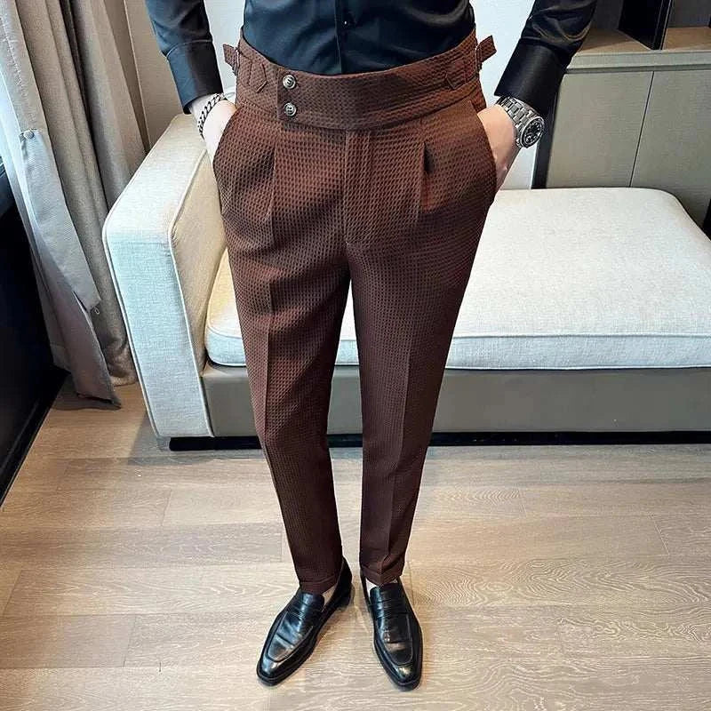 Stylish formal office pants for men, solid pattern, elegant design.