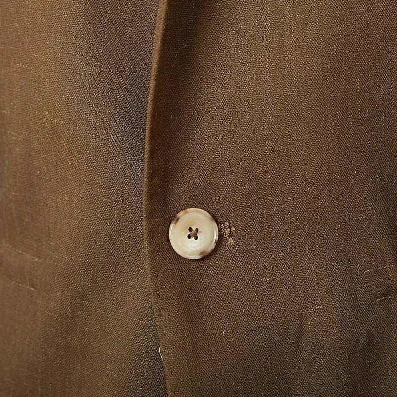 Close-up of a button detail on an Autumn vintage old money coat.