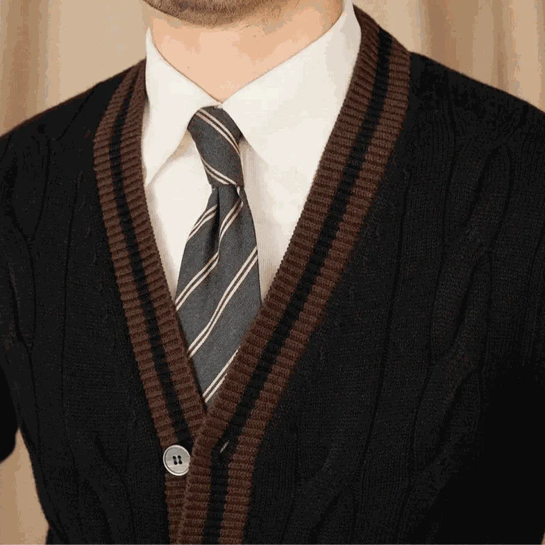 Antonios twisted knit cardigan in Italian vintage style for men.