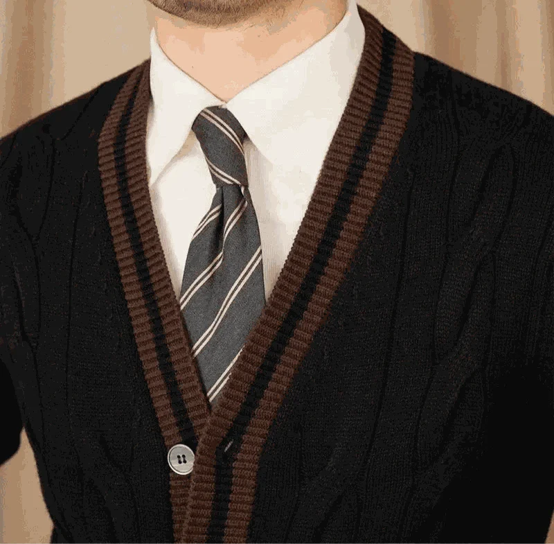 Antonios twisted knit cardigan in Italian vintage style for men.
