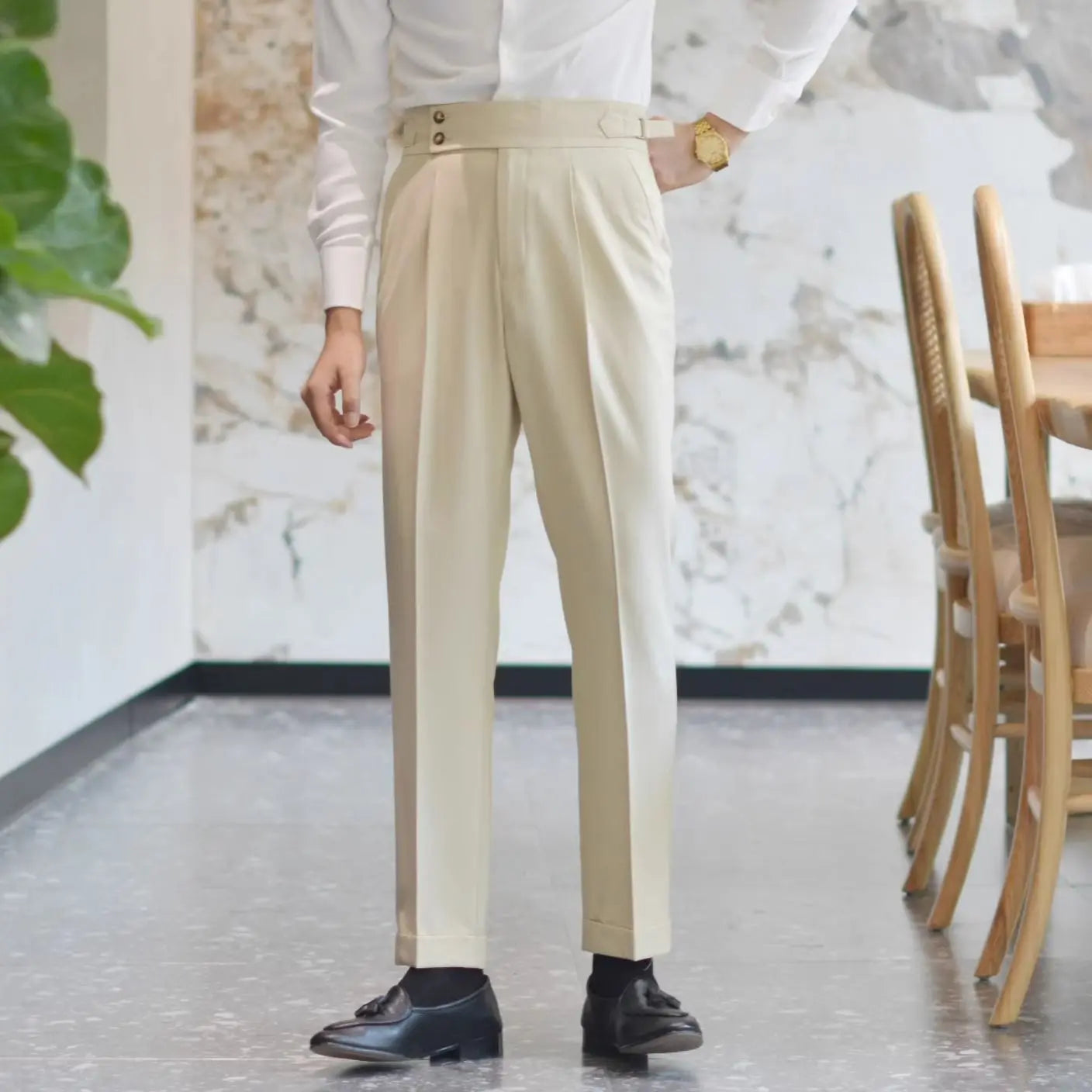 Straight business high-waist trousers
