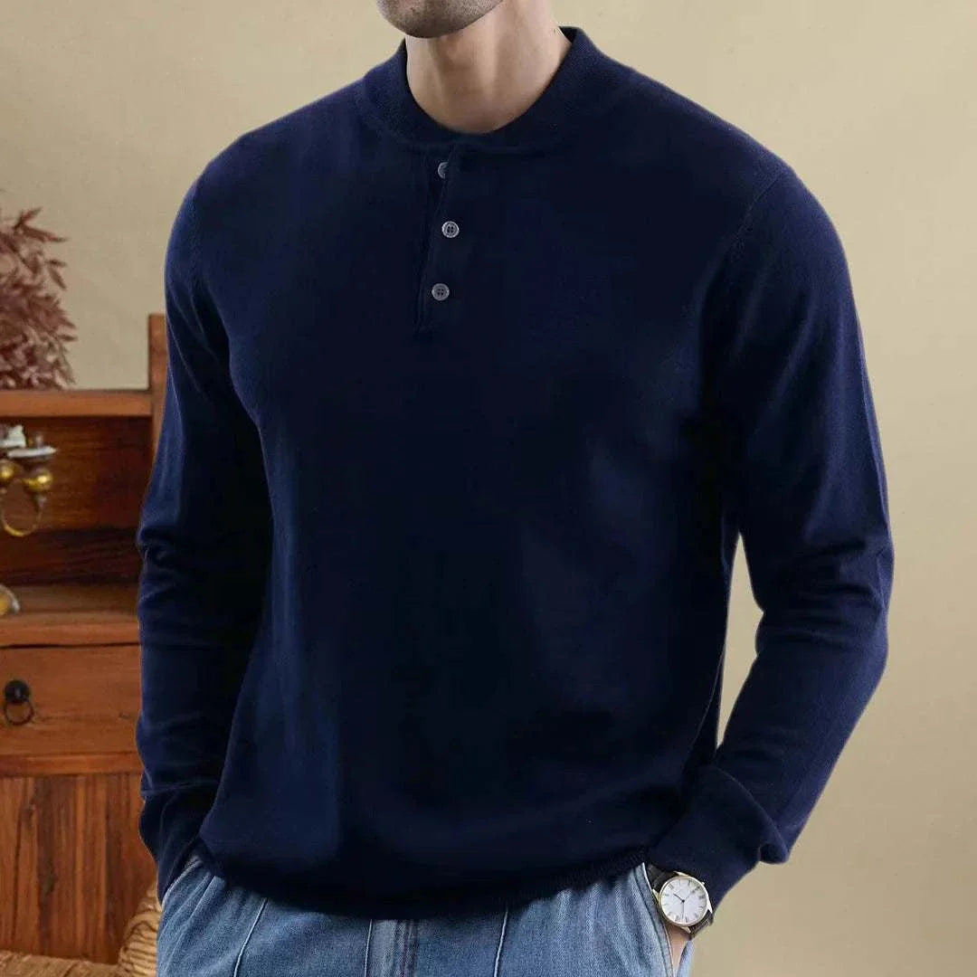 Men's autumn Korean premium sweater with buttons, cozy and stylish.