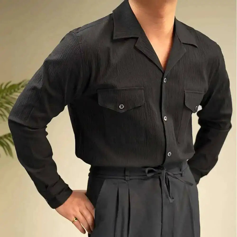 Camisa de playa holgada con cuello cubano