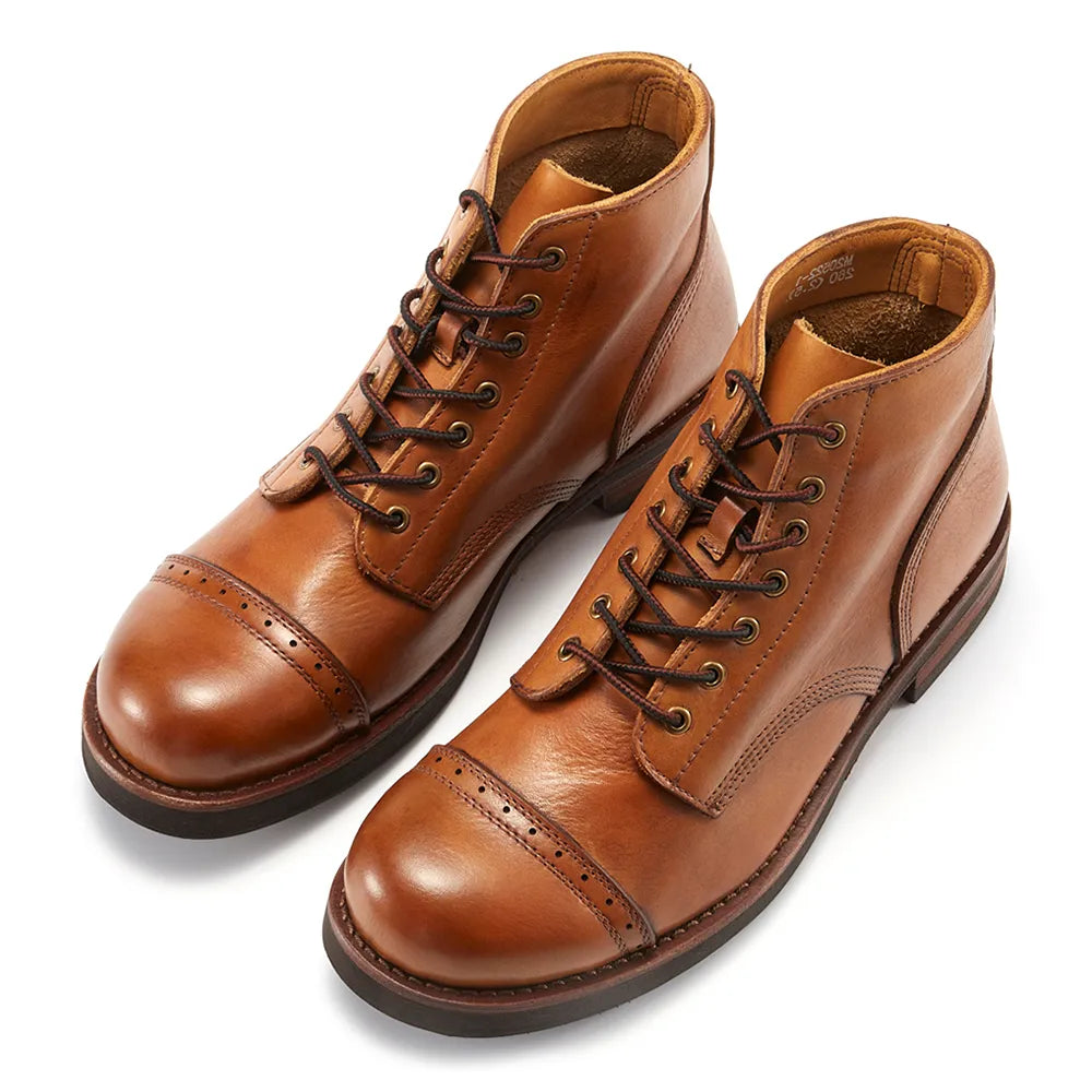 ANT luxury leather boots for men in brown, classic minimalist design.