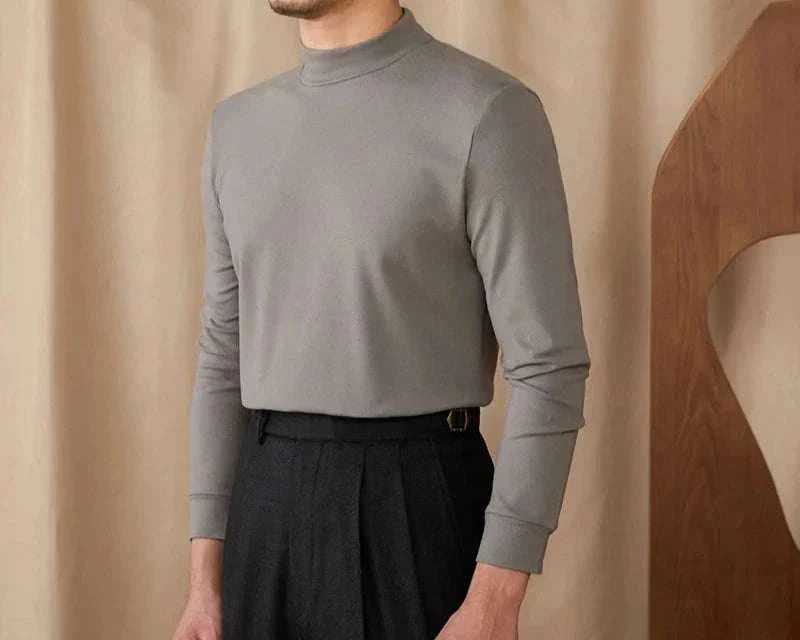 Soft half turtleneck sweater for men, polyester material, cozy and stylish.