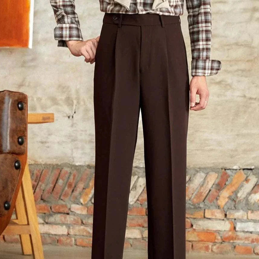 Italian straight style elegant pants made of high-quality polyester.