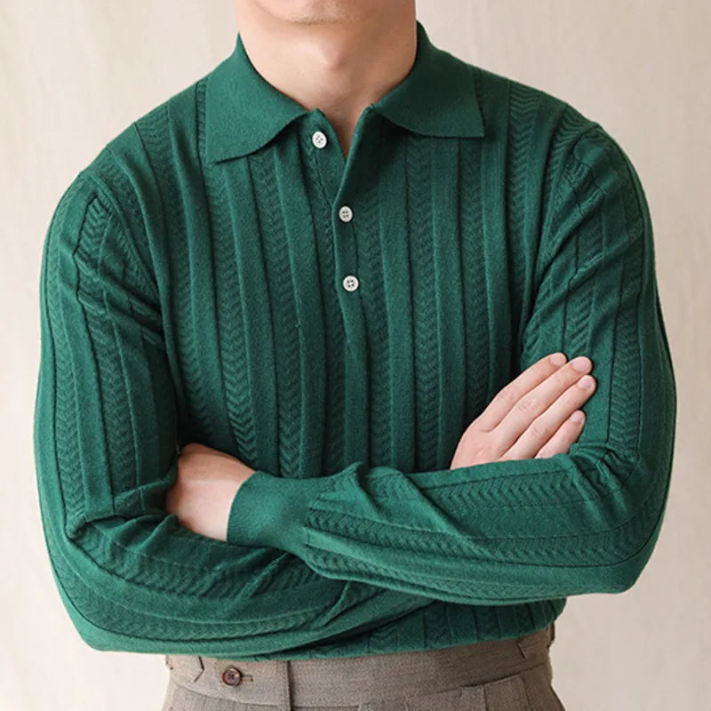 KOREAN premium sweater in green, men's elegant casual style.