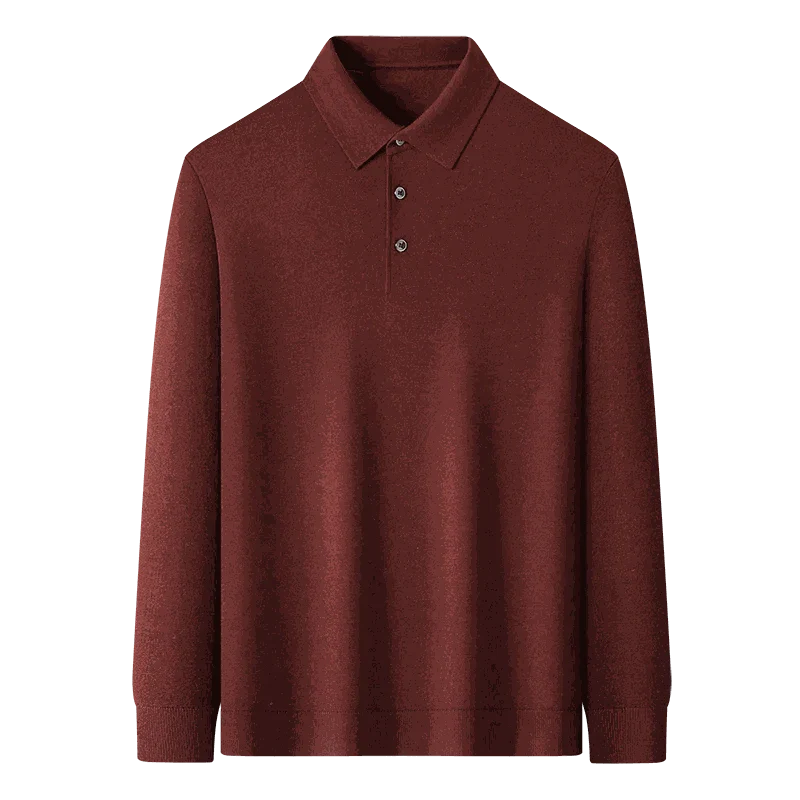 Slim fit wool autumn sweater for men in maroon color, long sleeves, perfect for chilly weather.