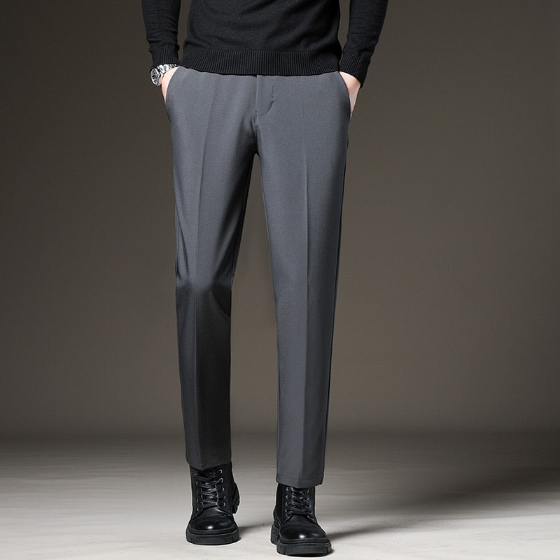 Vinny Suit Pants in dark gray, smart casual style, polyester-spandex blend.