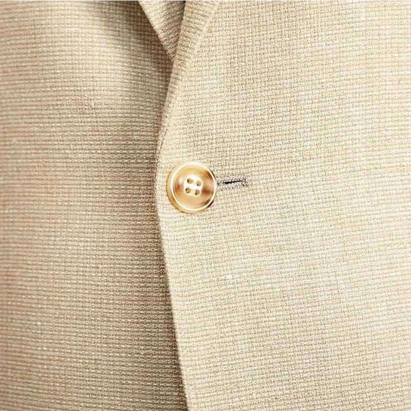 Slim fit cotton-linen blend jacket with button detail.