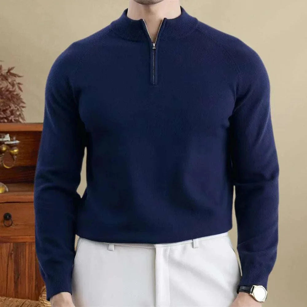 Wool smart casual premium sweater for men in navy blue, perfect for style and comfort.