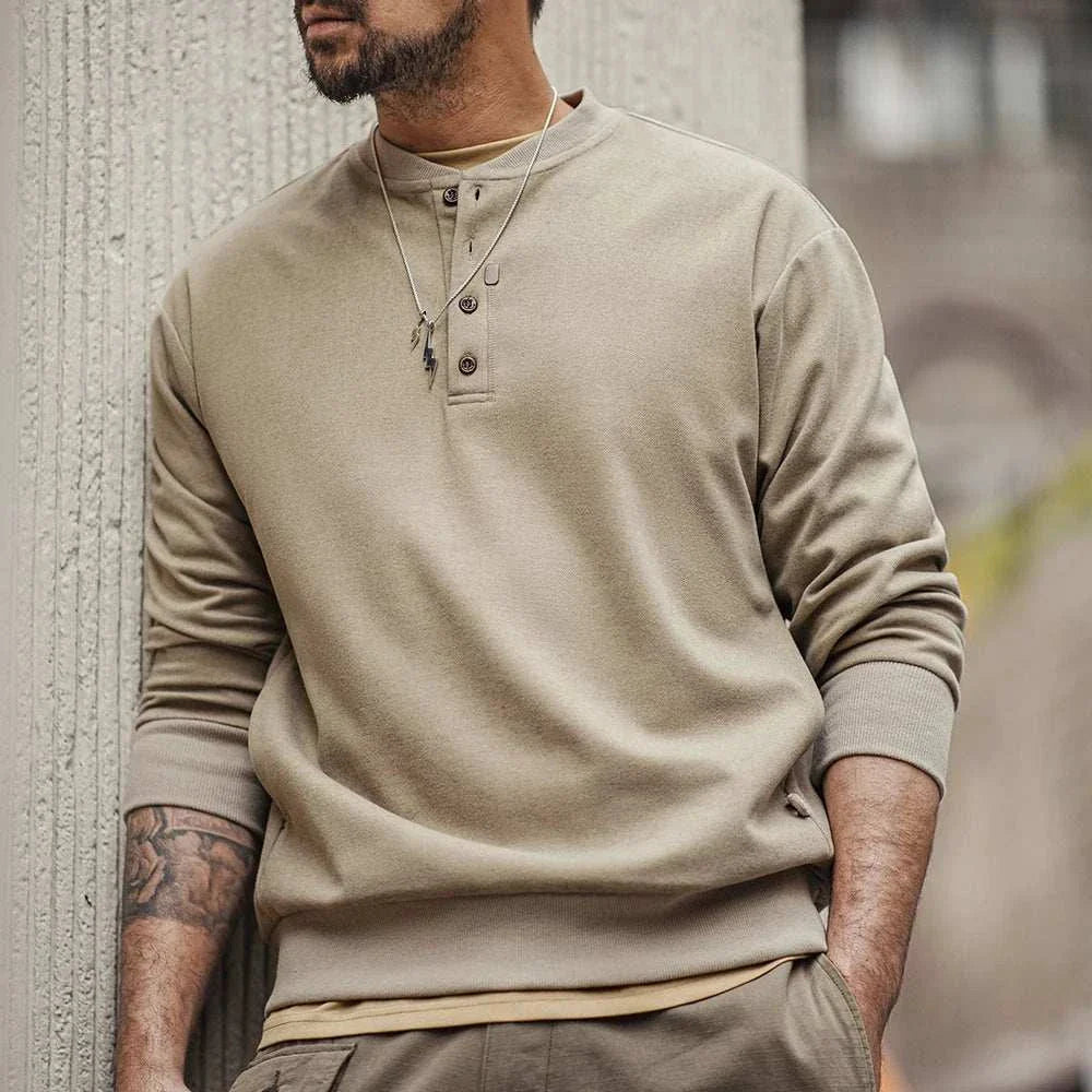 Men's beige sweatshirt regular fit, cozy and stylish for autumn/winter.