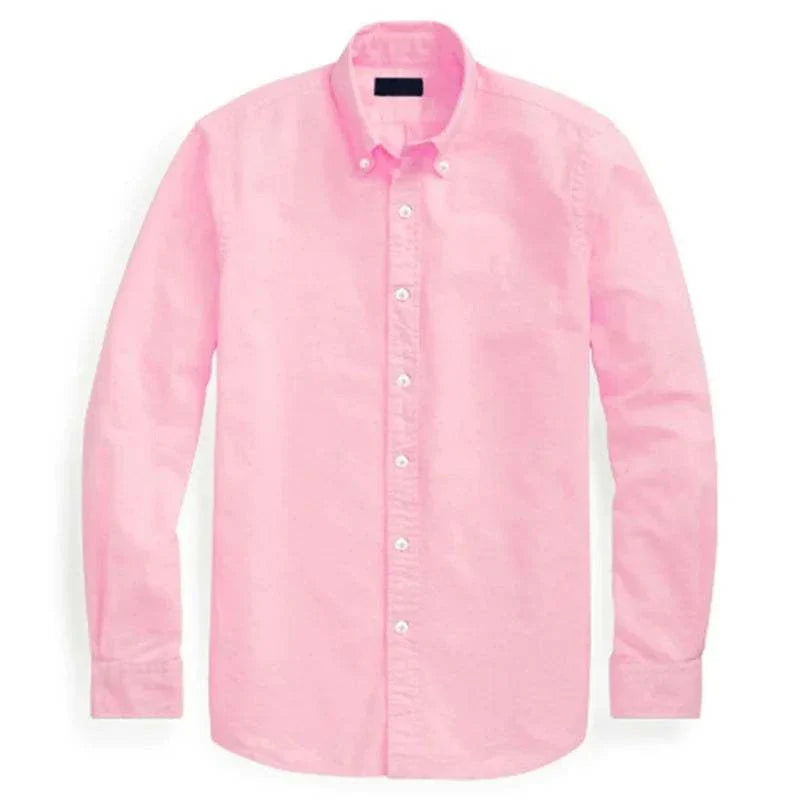 Oxford business casual long sleeve cotton shirt in pink.