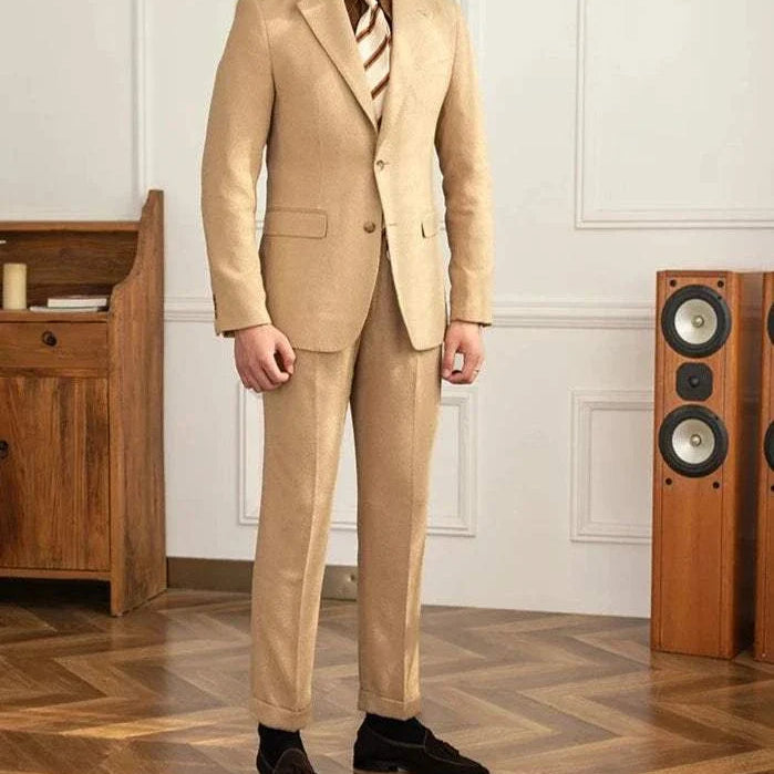 Wedding 2 piece premium suit in tailored beige design, perfect for formal occasions.