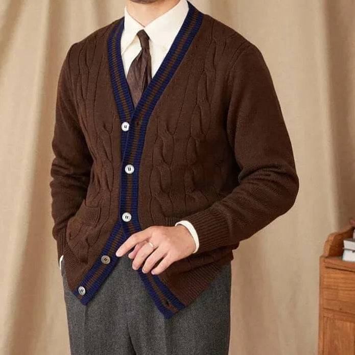 Antonios twisted knit cardigan in vintage Italian style made of thin wool.