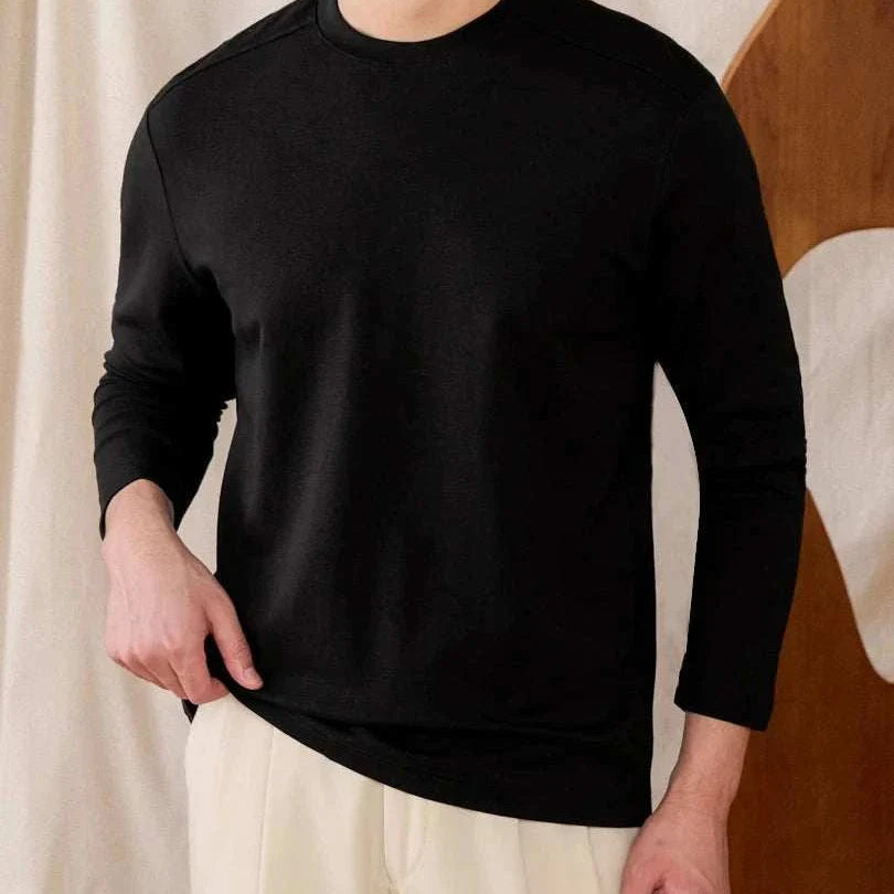 Men's black slim fit smart casual premium sweater for stylish look.