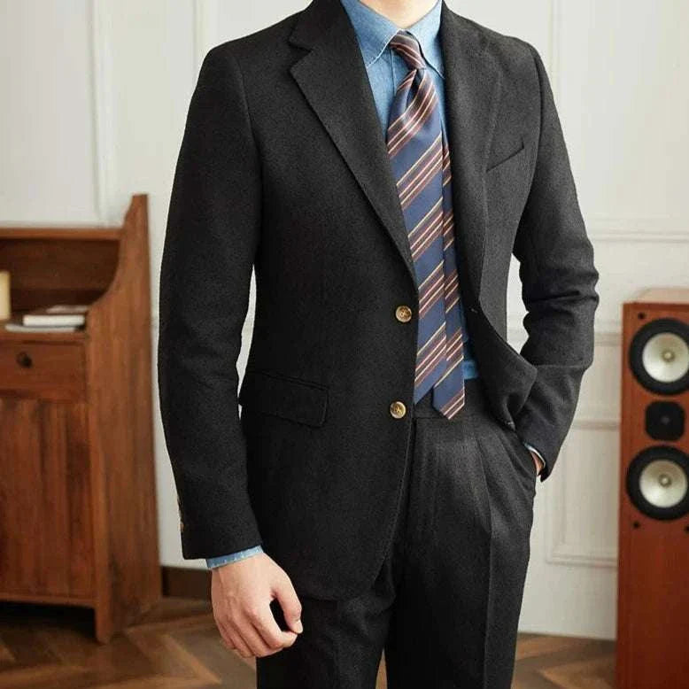 Wedding 2 piece premium suit in dark fabric with tailored fit, perfect for a sophisticated and stylish look.