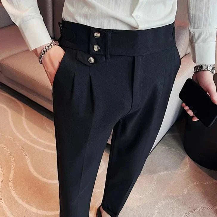 Slim fit suit elegant pants with high-quality solid pattern, perfect for a polished look.