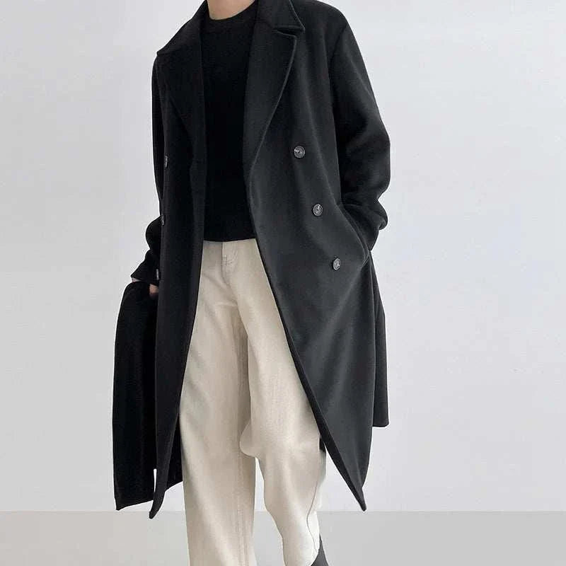 Long length Korean coat for men, ideal for autumn and winter, made of 70% cotton and 30% polyester.