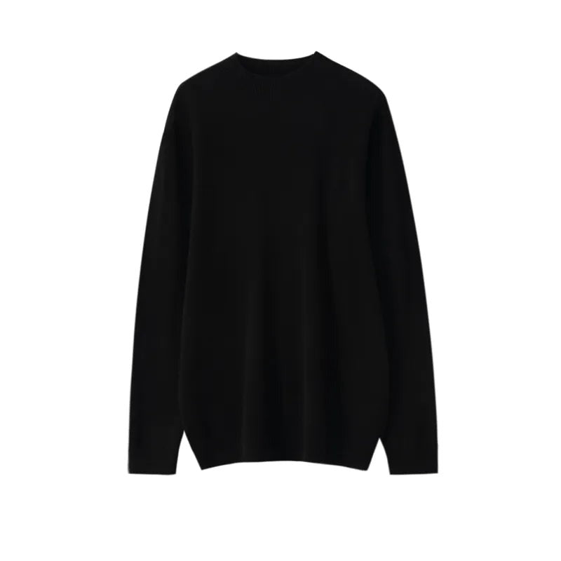Antonios Pure Wool Sweater in black, premium quality, solid pattern.