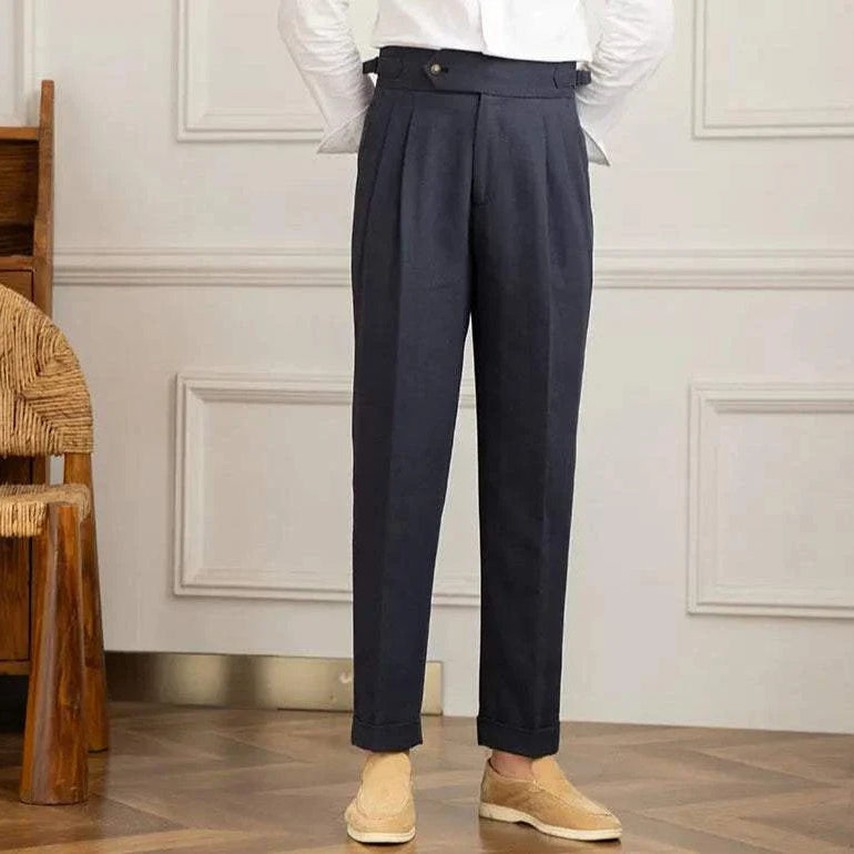 Antonios Naples cotton-linen pants for summer comfort fit in elegant smart casual style.