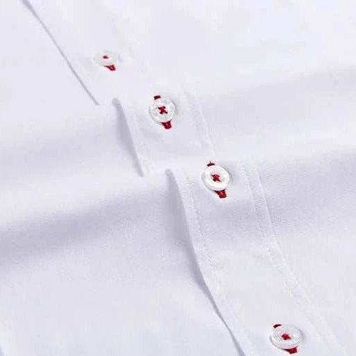 Business casual long sleeve cotton shirt with button detail.