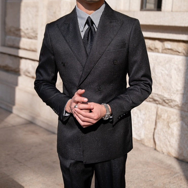 Antonios Double Breast Suit in black, elegant and sophisticated design for men.