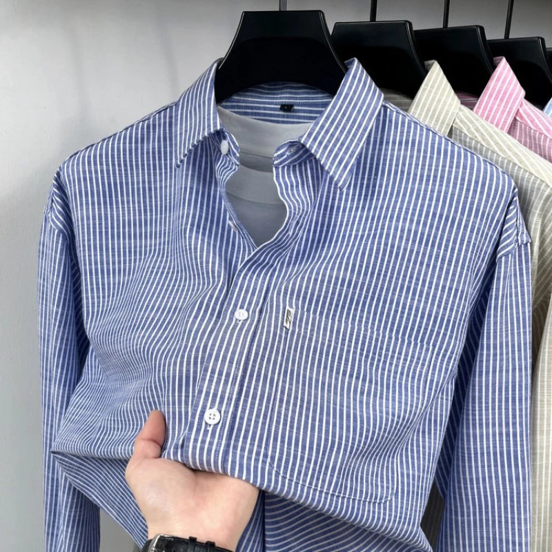 Santorini linen striped shirt