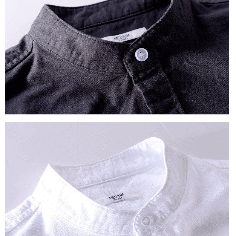 Antonios Casual Pure Cotton Long Sleeve Shirt in black and white, showcasing breathable, smart casual design.